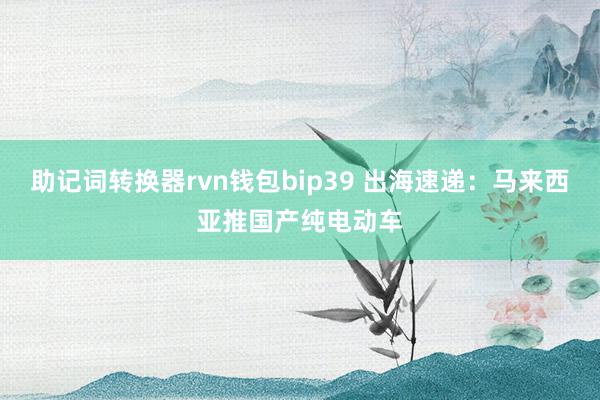 助记词转换器rvn钱包bip39 出海速递：马来西亚推国产纯电动车