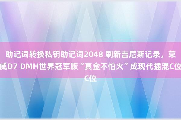 助记词转换私钥助记词2048 刷新吉尼斯记录，荣威D7 DMH世界冠军版“真金不怕火”成现代插混C位